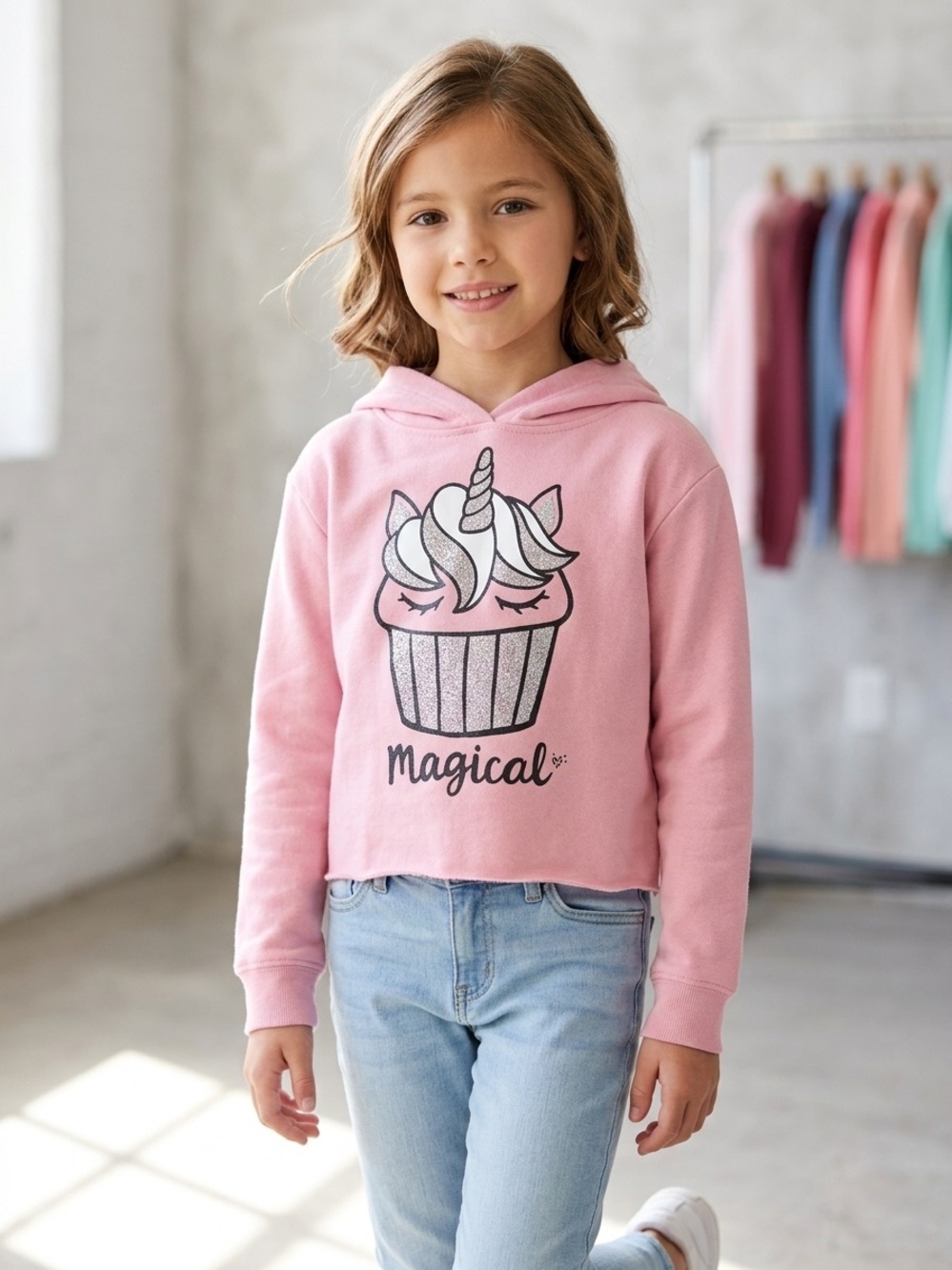 Justice Pink Unicorn Cupcake Hoodie
